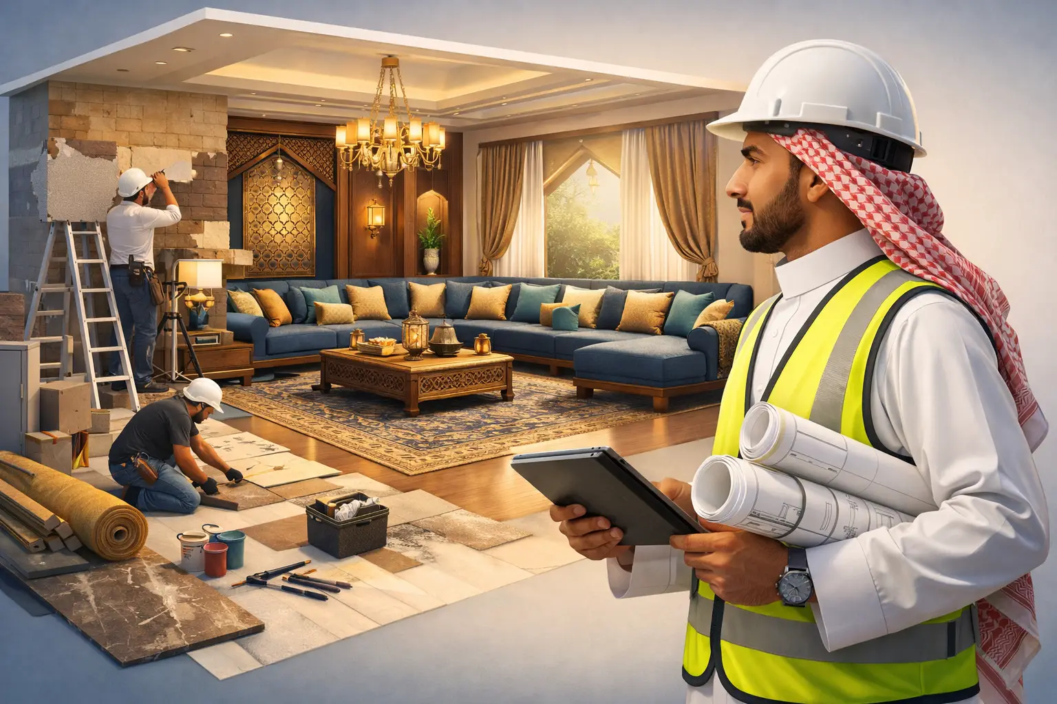 تصميم مجلس عربي فاخر يجمع الفخامة والوظيفة