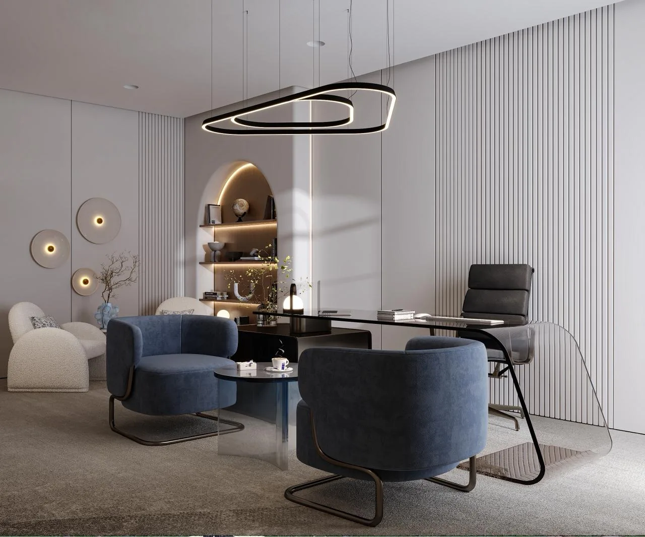 فاخرة VIP تصميم مكاتب تنفيذية كومباوند الروضة الرياض – ديكور مكاتب