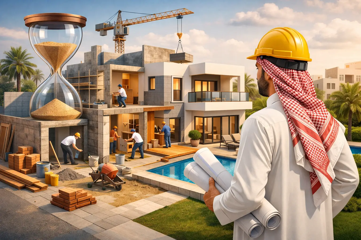 كم يستغرق تشطيب الفيلا؟ المدة الواقعية